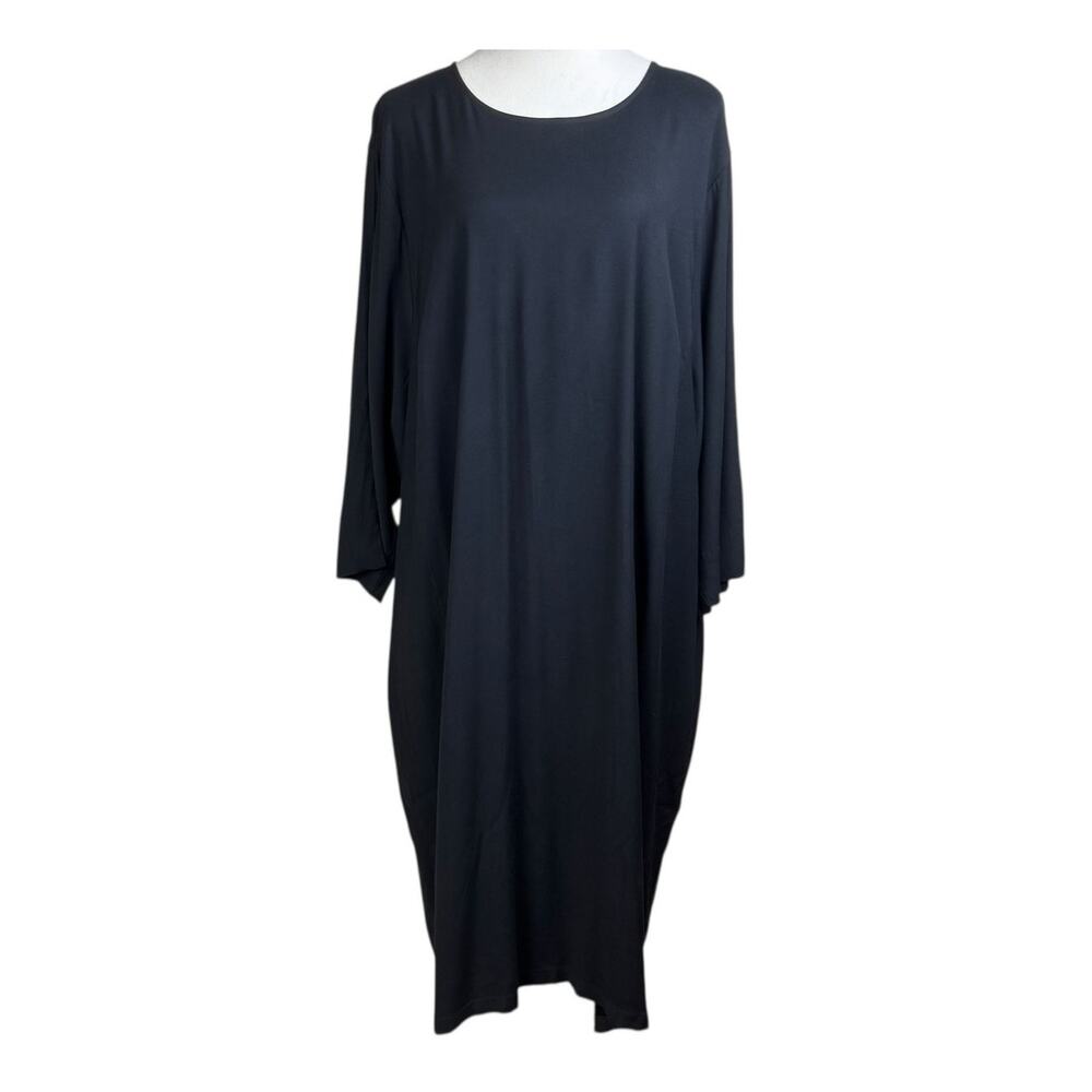 Universal Standard XL Black Boat Neck Relaxed Shift 3/4 Sleeve Dress Pockets